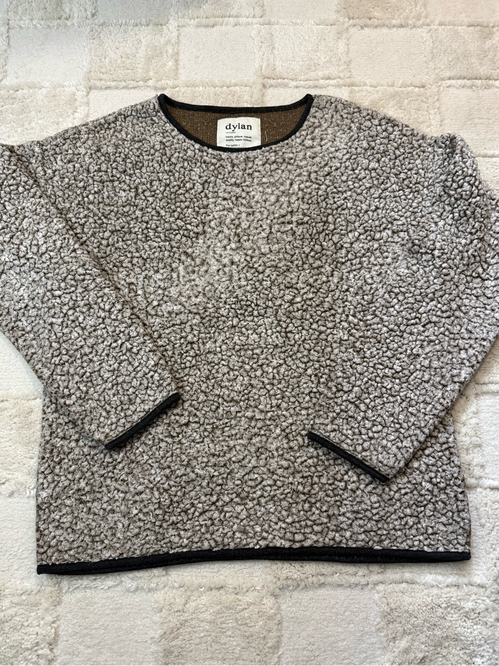 dylan Faux Shearling Crewneck Sweater - Gray Size Large